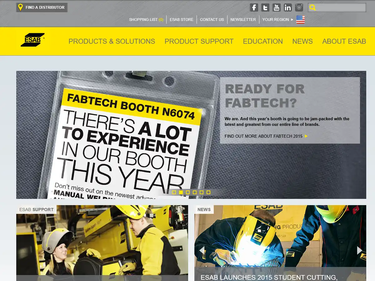 The first ESAB website redesign, built on CommonSpot CMS that utilizes responsive layout.